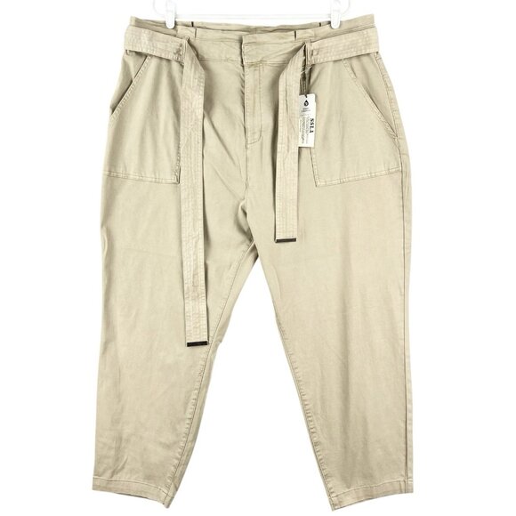Sanctuary Women's Standard Surplus Tan Belted Pants Sz 20W Tapered High Rise NWT - Picture 1 of 14